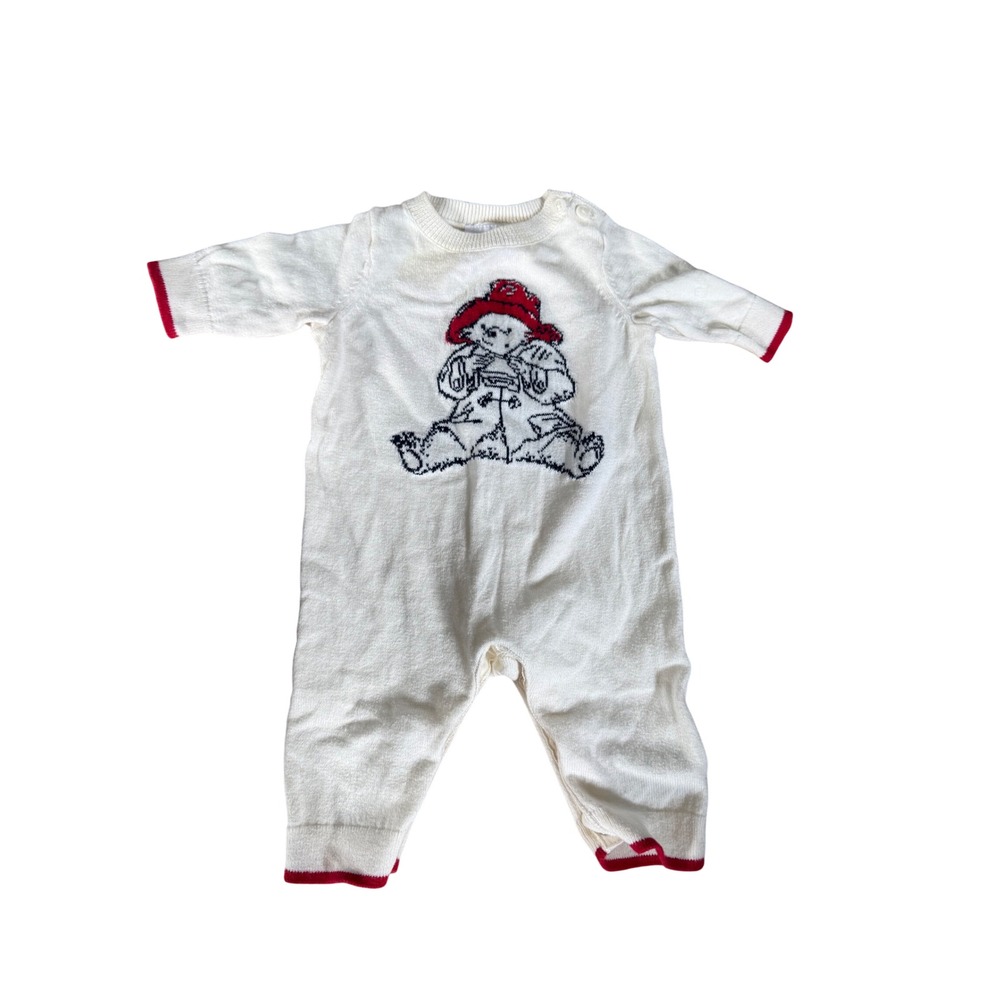 Baby Gap Paddington Bear Knit Romper Union Suit Cream White 0-3 Months